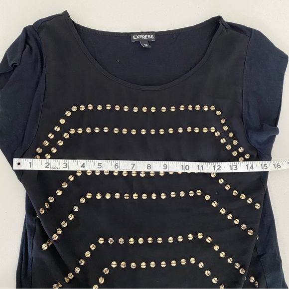 Express Black Amber Beaded Studded Rockercore Short-sleeved Tee Shirt Top Small - Picture 6 of 8